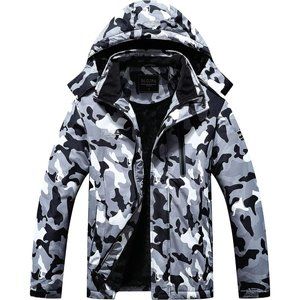 Mens Black Mountain Waterproof Hooded Windbreakers Windproof Winter Raincoat